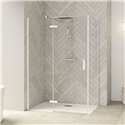Porte de douche Smart Design P Charnières + F Sans seuil en angle verre transparent 80 cm profilé Blanc