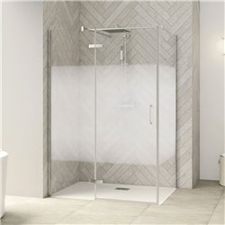 Porte de douche Smart Design P Charnières + F Sans seuil en angle verre cosmos 160 cm profilé Chromé