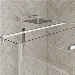 Porte de douche Smart Design P Charnières + F Sans seuil en angle verre transparent 130 cm profilé Chromé
