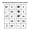Pack Fixation Tuiles Ardoise - 9 panneaux - Installation Paysage - K2