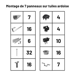 Pack Fixation Tuiles Ardoise - 7 panneaux - Installation Portrait - K2