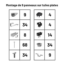 Pack Fixation Tuiles Plates - 9 panneaux - Installation Paysage - K2