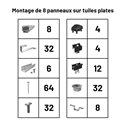 Pack Fixation Tuiles Plates - 8 panneaux - Installation Portrait - K2
