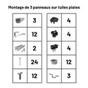 Pack Fixation Tuiles Plates - 3 panneaux - Installation Portrait - K2
