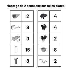 Pack Fixation Tuiles Plates - 2 panneaux - Installation Portrait - K2