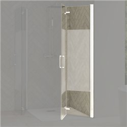 Porte de douche Smart Design AS Sans seuil verre sérigraphié cosmos 100 cm profilé Blanc