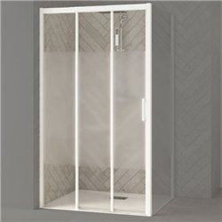 Porte de douche Smart Design 3V Sans seuil verre sérigraphié cosmos 100 cm profilé Blanc