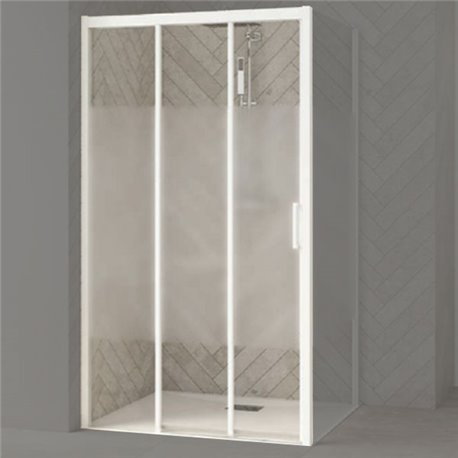 Porte de douche Smart Design 3V Sans seuil verre sérigraphié cosmos 110 cm profilé Blanc Porte de douche Smart Design 3V Sans seuil verre sérigraphié cosmos 110 cm profilé Blanc