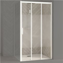 Porte de douche Smart Design 3V Sans seuil verre sérigraphié cosmos 100 cm profilé Blanc
