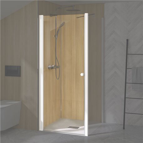 Porte de douche Supra P Sans seuil verre transparent 80 cm en angle profilé Blanc Porte de douche Supra P Sans seuil verre transparent 80 cm en angle profilé Blanc