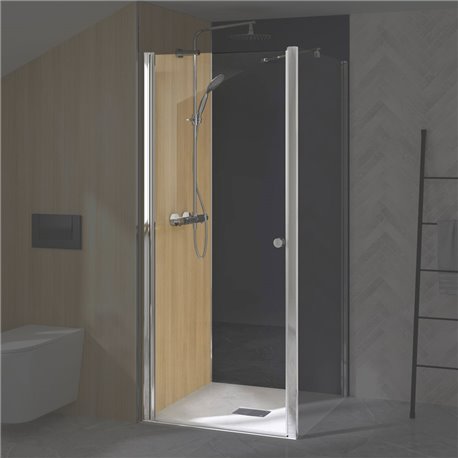 Porte de douche Supra P Sans seuil verre transparent 120 cm en angle profilé Chromé Porte de douche Supra P Sans seuil verre transparent 120 cm en angle profilé Chromé