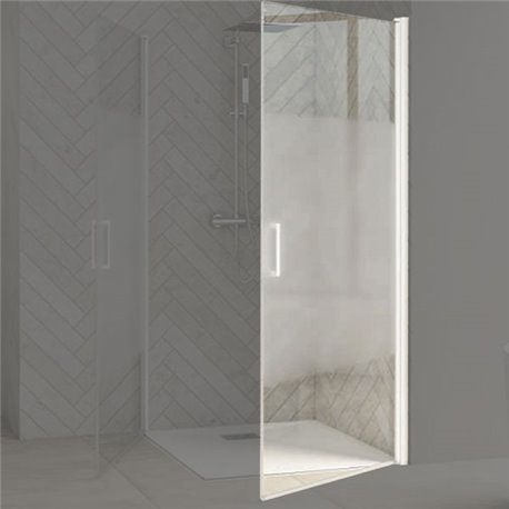 Porte de douche Smart Design AP Sans seuil verre sérigraphié 140 cm profilé Blanc Porte de douche Smart Design AP Sans seuil verre sérigraphié 140 cm profilé Blanc
