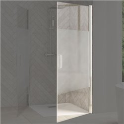 Porte de douche Smart Design AP Sans seuil verre sérigraphié 150 cm profilé Chromé