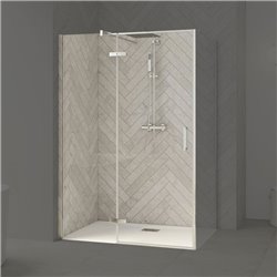 Porte de douche Smart Design P Charnières + F Sans seuil en angle verre transparent 120 cm profilé Chromé
