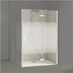 Porte de douche Smart Design P Charnières + F Sans seuil en angle verre cosmos 90 cm profilé Blanc