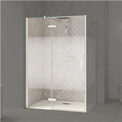 Porte de douche Smart Design P Charnières + F Sans seuil en angle verre cosmos 140 cm profilé Blanc