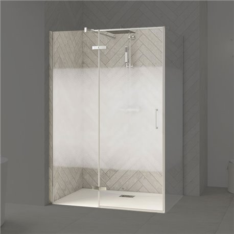 Porte de douche Smart Design P Charnières + F Sans seuil en angle verre cosmos 90 cm profilé Chromé