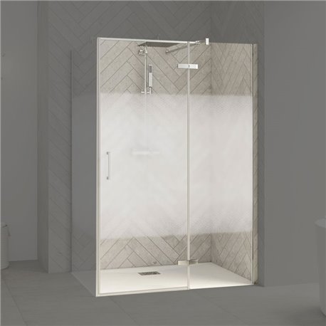 Porte de douche Smart Design P Charnières + F Sans seuil en angle verre cosmos 170 cm profilé Chromé