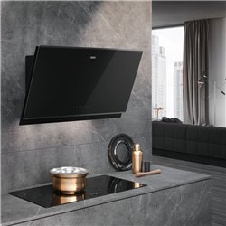 Hotte de cuisine inclinée Mythos Pro Noir profils noir mat connectable