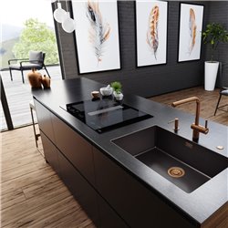 Hotte plan de travail Mythos 2gether Icon inox Noir évacuation LED Blanche