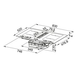 Hotte plan de travail Maris 2gether Inox recyclage LED Rouge