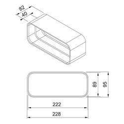 Raccord rectangle L80 mm 