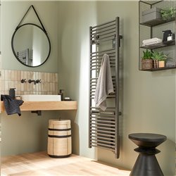 Sèche serviette électrique Doris Étroit 300+1000 Watts Anthracite