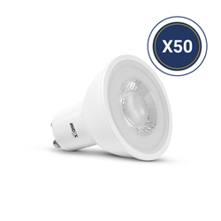 Lot de 50 ampoules LED GU10 7W 660 Lm Blanc chaud