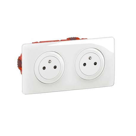 Double prise de courant 2P+T Céliane Surface Confort complet CK0112 Blanc Double prise de courant 2P+T Céliane Surface Confort complet CK0112 Blanc