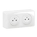 Double prise de courant 2P+T Céliane Surface Confort complet avec cadre saillie CK9112 Blanc