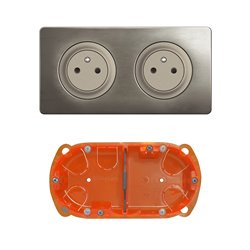 Double prise de courant 2P+T Céliane Surface Confort complet CO0112 Titanium