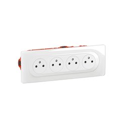Quadruple prise de courant 2P+T Céliane Surface Confort complet CK0114 Blanc