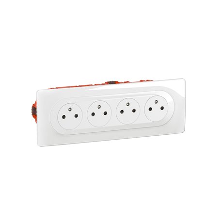 Quadruple prise de courant 2P+T Céliane Surface Confort complet CK0114 Blanc Quadruple prise de courant 2P+T Céliane Surface Confort complet CK0114 Blanc