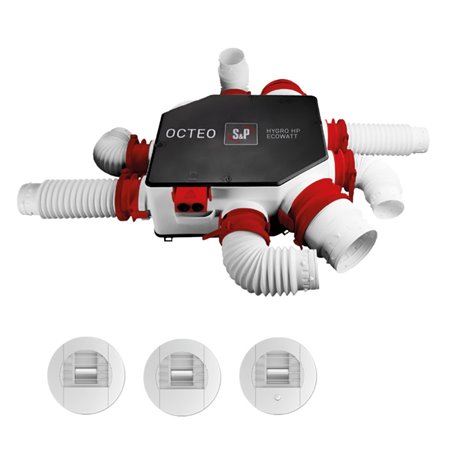 VMC hygroréglable Unelvent S&P Octeo Hygro Ecowatt+ 6,4 à 13,5 W-ThC moteur+bouches - Réf : 607911 VMC hygroréglable Unelvent S&P Octeo Hygro Ecowatt+ 6,4 à 13,5 W-ThC moteur+bouches - Réf : 607911