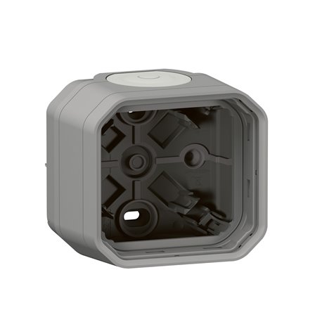Boîtier saillie étanche Plexo 1 poste avec 2 embouts à membrane gris 069651L