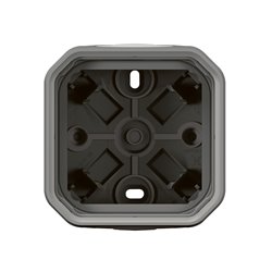Boîtier saillie étanche Plexo 1 poste avec 2 embouts à membrane gris 069651L