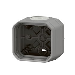 Boîtier saillie étanche Plexo 1 poste avec 2 embouts à membrane gris 069651L