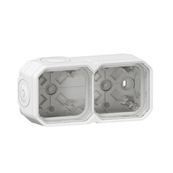Boîtier saillie étanche Plexo 2 postes pour montage horizontal ou vertical blanc 069690L