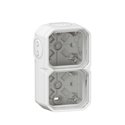 Boîtier saillie étanche Plexo 2 postes pour montage horizontal ou vertical blanc 069690L