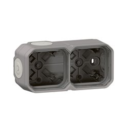 Boîtier saillie étanche Plexo 2 postes pour montage horizontal ou vertical gris 069672L