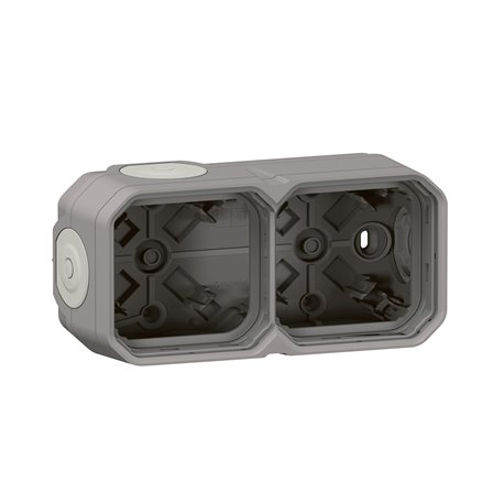 Boîtier saillie étanche Plexo 2 postes pour montage horizontal ou vertical gris 069672L Boîtier saillie étanche Plexo 2 postes pour montage horizontal ou vertical gris 069672L