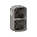 Boîtier saillie étanche Plexo 2 postes pour montage horizontal ou vertical gris 069672L