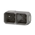 Boîtier saillie étanche Plexo 2 postes pour montage horizontal ou vertical gris 069672L