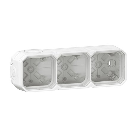 Boîtier saillie étanche Plexo 3 postes pour montage horizontal ou vertical blanc 069688L