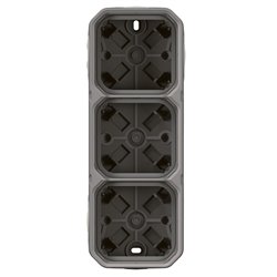 Boîtier saillie étanche Plexo 3 postes pour montage horizontal ou vertical gris 069680L