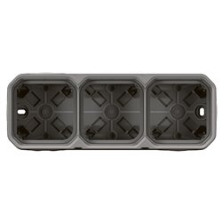 Boîtier saillie étanche Plexo 3 postes pour montage horizontal ou vertical gris 069680L