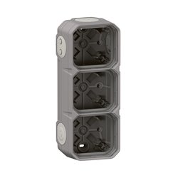 Boîtier saillie étanche Plexo 3 postes pour montage horizontal ou vertical gris 069680L
