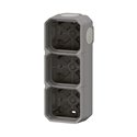 Boîtier saillie étanche Plexo 3 postes pour montage horizontal ou vertical gris 069680L