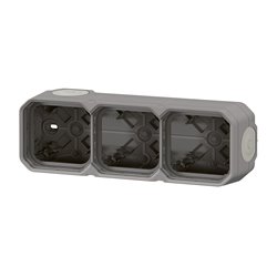 Boîtier saillie étanche Plexo 3 postes pour montage horizontal ou vertical gris 069680L