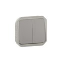 Commande double interrupteur ou poussoir étanche Plexo IP55 IK08 gris 069525L